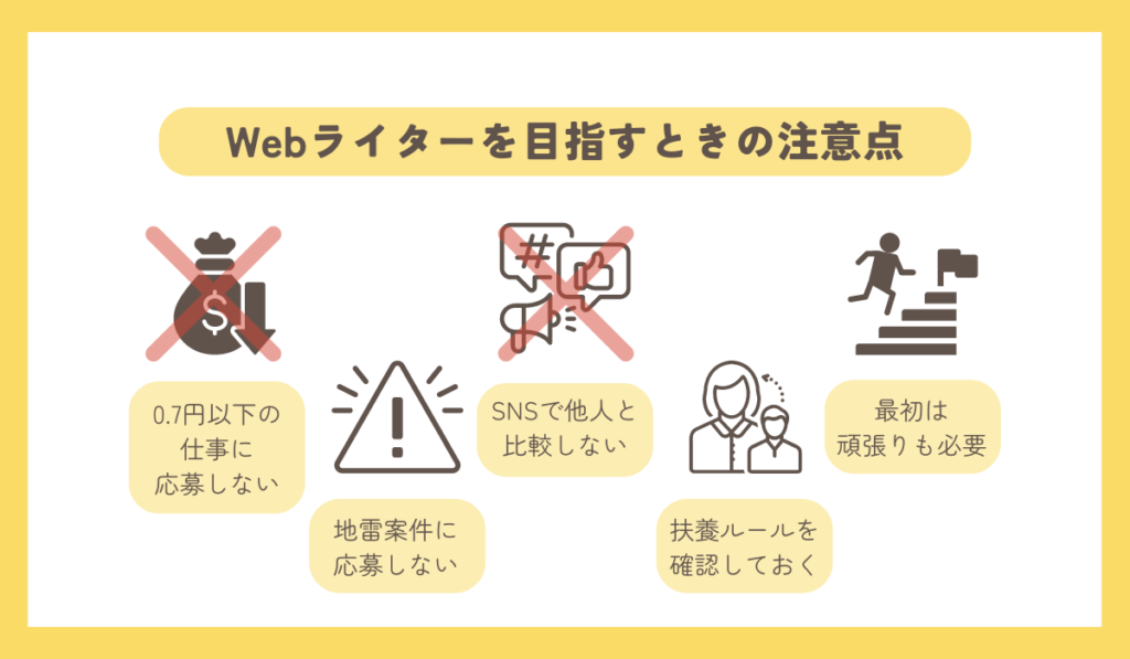 Webライターを目指すときの注意点